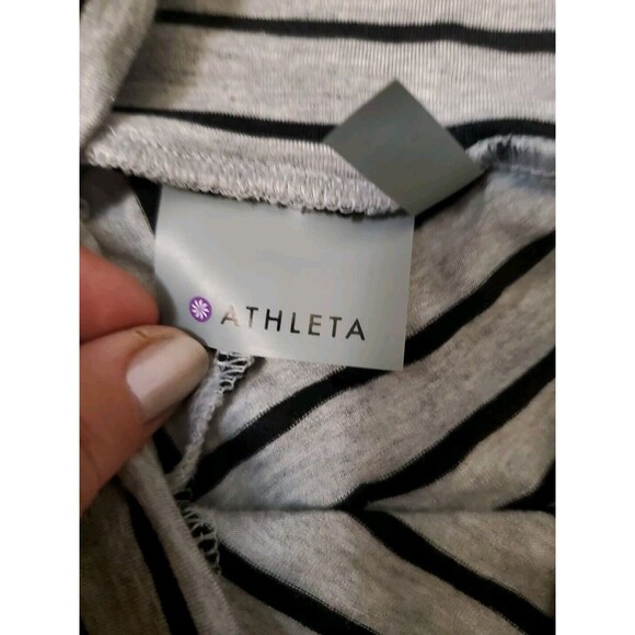 Athleta Stripe Gray Black Seaside Maxi Foldover Skirt Womens‎ Medium - Picture 3 of 7